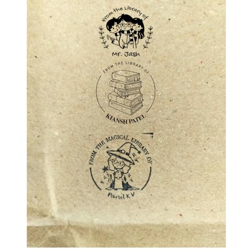 Image of Kunya Personalised Book Stamp with Your Name(3.5 cm Dia), customised for Stamping Books for Readers, Great Gift for booklovers, Kids, Teachers (Magical Team)