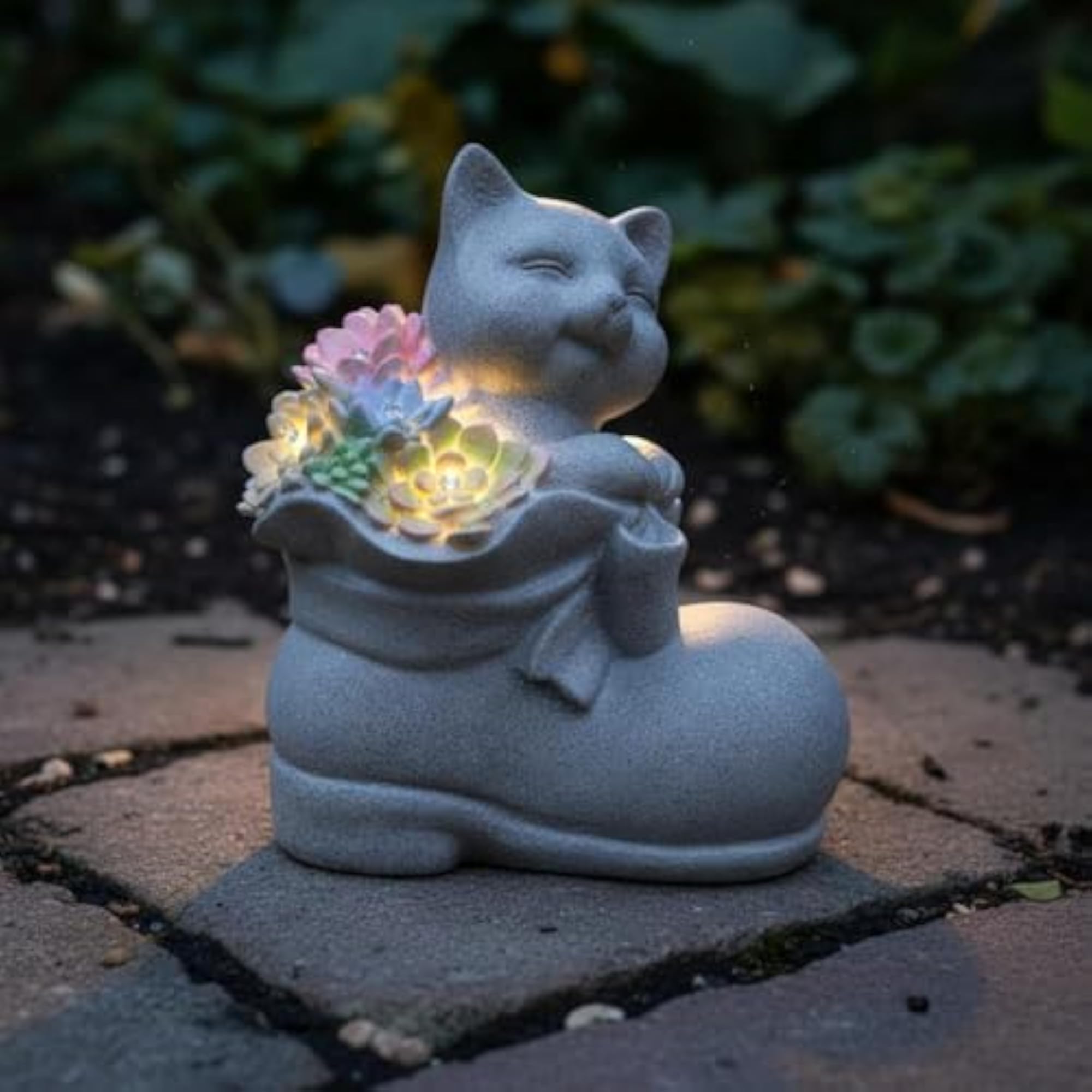 Waterproof Solar Cat Garden Light Statue