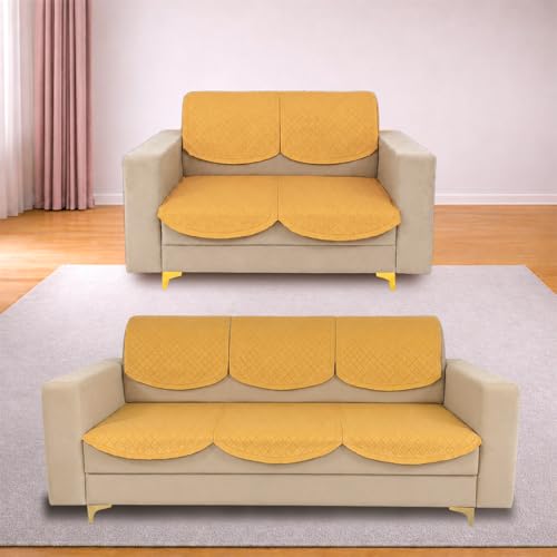 Image of Homerz Premium 'Surya Series' Sofa Cover | Stylish Sofa Protector | Net Fabric | Anti-Stain & Washable Slip Cover Exact Size Antislip (New Jerry Chikku, 5 (3+2) Seater, Seat Cover with Backrest)