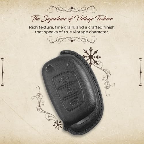 Image of Keyzone dual leather key cover for Hyundai Exter, i20, Creta, Venue, Tucson, Alcazar, Grand I10, Aura, Xcent flip key