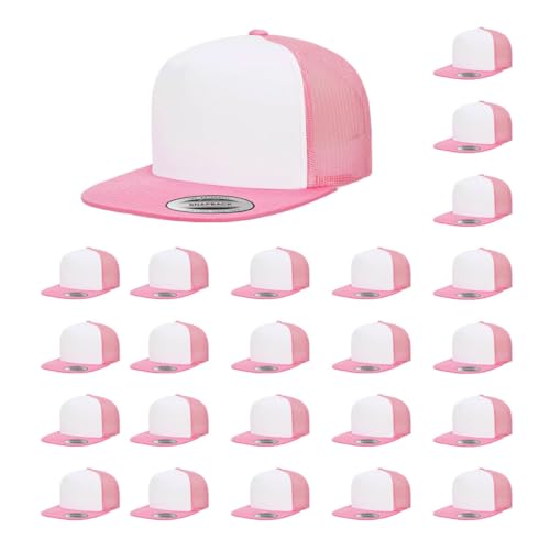 Yupoong 5-Panel YP Classic Trucker Cap | High Profile Flat Visor Snapback | OSFM | Bulk Packs Available