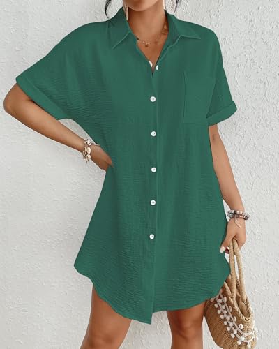 Image of Bsubseach Women Swimsuit Coverup Shirt Dress Button Down Bathing Suit Cover Up Beach Vacation Outfits