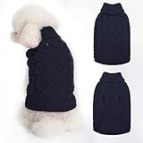 Mihachi Turtleneck Dog Sweater - Winter Coat Apparel Classic Cable Knit Clothes with Leash Hole for...