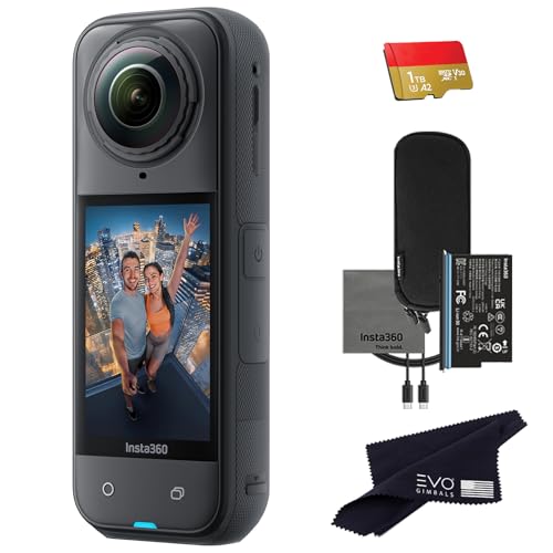 Insta360 X5 - Waterproof 360 Action Camera with 1/1.28' Sensors, 8K 360 HDR Video, 72MP Photo, 4K60fps Single-Lens, Enhanced Low Light Performance, User-Replaceable Upgraded Lenses (1TB)