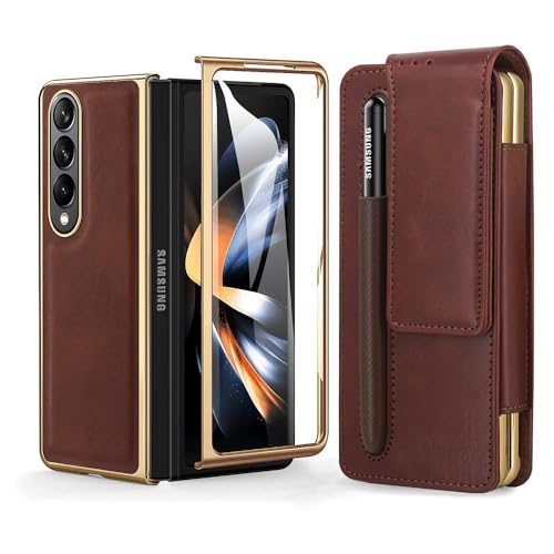 Étui pour Galaxy Z Fold5 marron idéal pour le bureau et les trajets