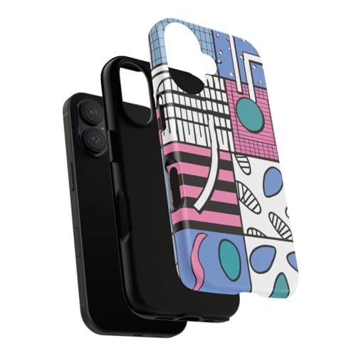 Coque iPhone 16 motif géométrique abstrait rose rigide mate