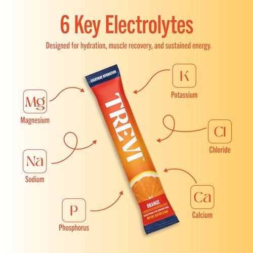 Image of TREVI Electrolytes Powder Packets, Sugar Free Hydration, Orange 20 Pack