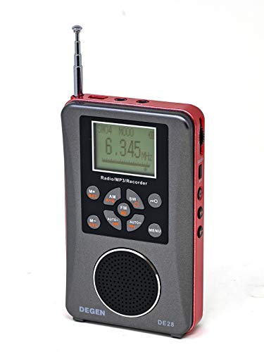 Degen DE28 3-in-1 Rechargeable AM FM Short Wave Radio, Radio and Voice Recorder & MP3 Player with Built-in Micro SD TF Card Reader