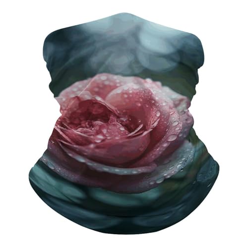 Cuello tipo pasamontañas respirable y a prueba de viento con diseño de rosas bajo la lluvia, máscara facial refrescante y a prueba de polvo para hombres y mujeres miniatura 1