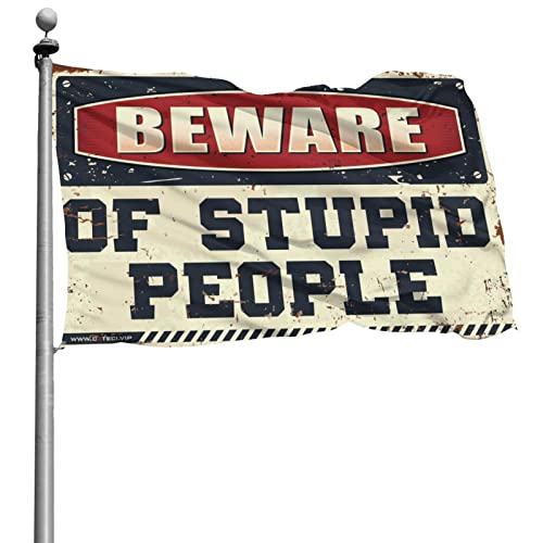 CakJuice マンケーブアクセサリー 男性 愚かな人々に気をつけて 旗 冬 家 旗 屋外旗 装飾的(サイズ:120X180cm)