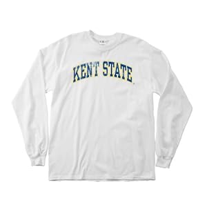 Kent State Golden Flashes 100-Percent Pre-Shrunk Vintage Arch College Long Sleeve Tee, Large, White