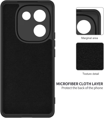 Image of DIZORO Back Cover Compatible with iQOO Z9S Pro 5G / Vivo T3 Pro 5G, Matte Liquid Silicone Case with Upgraded Square Edges, Shockproof Flexible Soft Rubber Cover with Full Camera Protection (New Black)