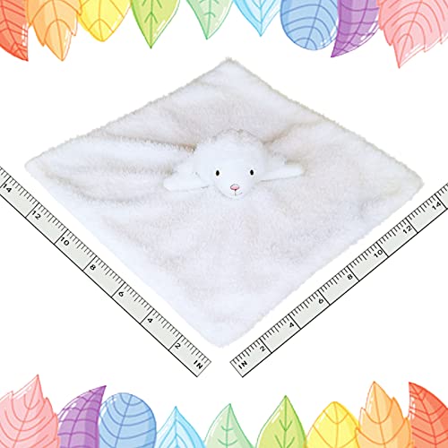 Doindute Baby White Lamb Soft Stuffed Animal Security Blanket, Plush Sheep Character Lovey Blanket, Baby Shower/Nursery Gift, Cuddly Newborn, Infant, Toddler Snuggle Blankie for Boys Girls, 14 Inches - Image 3