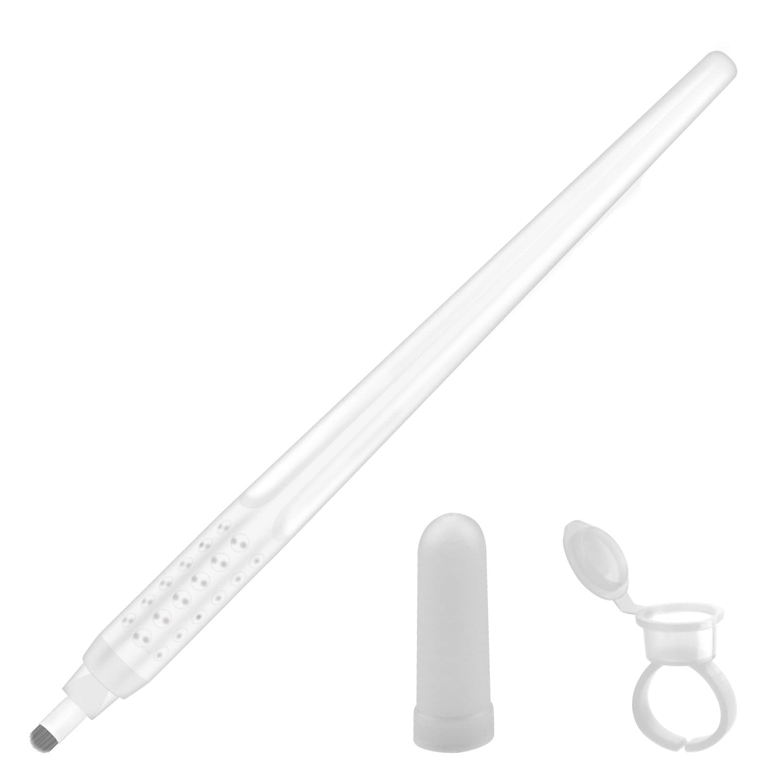 10 pezzi Bianca Penna Microblading Monouso Nano U24 0,15 mm con Anello per Colpi Capelli (U24-0.15mm)