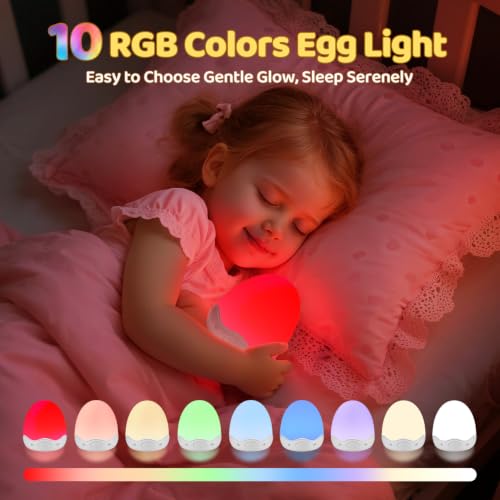 Image of COOLNIGHT Egg Light for Nursery,10 Colors&Stepless Dimming Baby Night Light