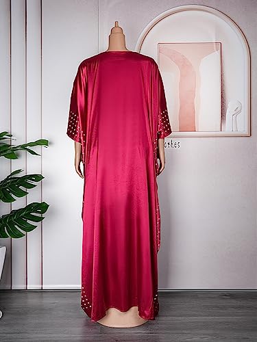 Image of HD African Dresses for Women Fashion Beading Rhinestone Kaftan Maxi Dress