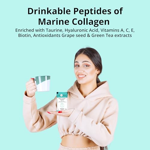 Marine Collagen Peptides for Men and Women | Collagen Supplement for Skin, Hair & Nails | 5000mg Pure and Hydrolyzed Type 1 & 2 | 12g x 30 Sachets | Blackcurrant Flavor