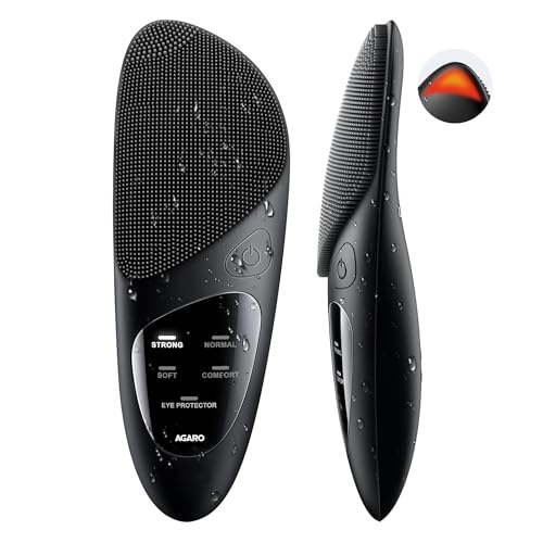 AGARO CM2407 Facial Cleansing Massager with Sonic Vibration Technique, 5 Cleaning Modes, Waterproof, Soft Silicone Bristles, Handheld, Black