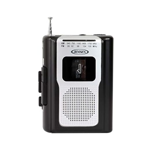 Jensen Retro Portable AM/FM Radio Personal Cassette Player Compact Lightweight Design Stereo AM/FM Radio Cassette Player/Recorder & Built in Speaker (Black)