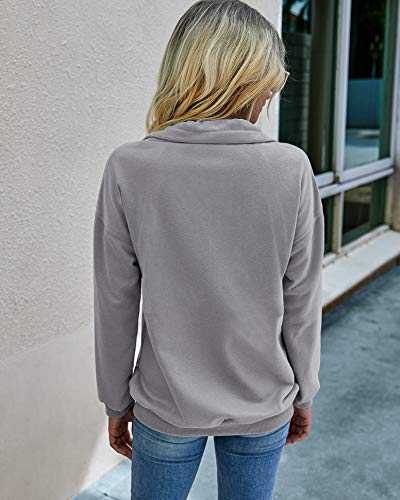 Image of PRETTYGARDEN Women's Casual Long Sleeve Zipper Sweatshirt Drawstring Loose Quarter Zip Pullover Tops with Pockets