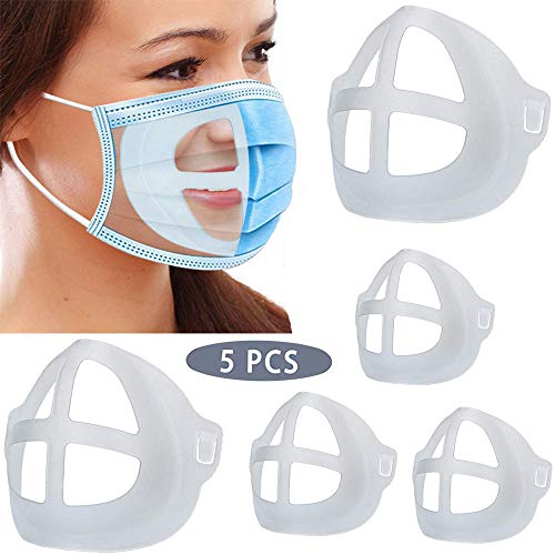 3D Face Bracket Inner Support Frame Lipstick Protection Reusable Washable Silicone Internal Holder Create More Breathing Space Comfortable in Hot Weather 5PCS
