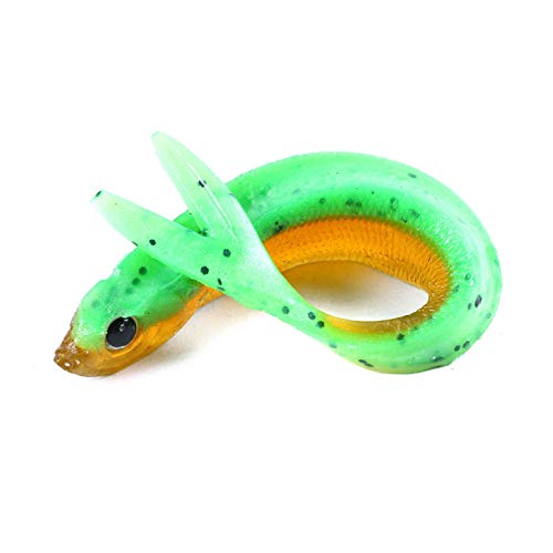 Iscas falsas, 5 peças de 12 cm bicolor cauda dupla falsa isca de peixe macia isca de peixe - 2