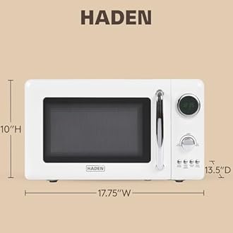 Haden 700 Watt 0.7 Cubic Foot Microwave Oven with Digital Controls, Defrost, and Instant Start Countertop Small Appliance, Ivory/Chrome