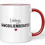 JUNIWORDS Tasse, Lieblings-Immobilienberater, Rot (7753215)
