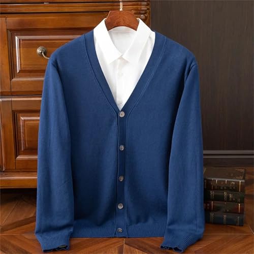 Mens Sweater Cardigan Business Casual Classic V-Neck Solid Color Cardigan Sweater Korean Fashion Clothes3