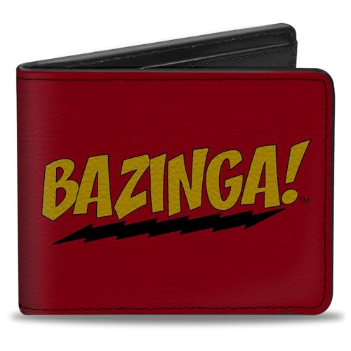 Buckle-Down Men's PU Bifold Wallet-Bazinga Red/Gold/Black, Multicolor, 4.0
