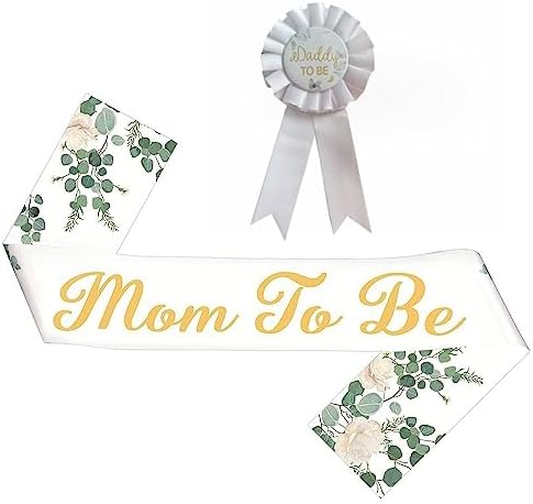 HAPPYLAND Fascia E Badge Per Gender Reveal | Set Mamma E Papà In TIN | Decorazioni Baby Shower