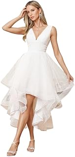 Lace Short Wedding Dresses for Bride 2025 V Neck Sleeveless Tulle Knee L...