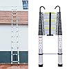 Scala Telescopica Allungabile 6,2 m - Alluminio, 15 Pioli, 2 Ganci, Multiuso Estensibile Robusta, Portata 150 kg, EN131