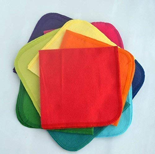 1 Ply Solid Cotton Flannel 12X12 Inches Paperless Towels Set Of 10 Rainbow Set #TOP2