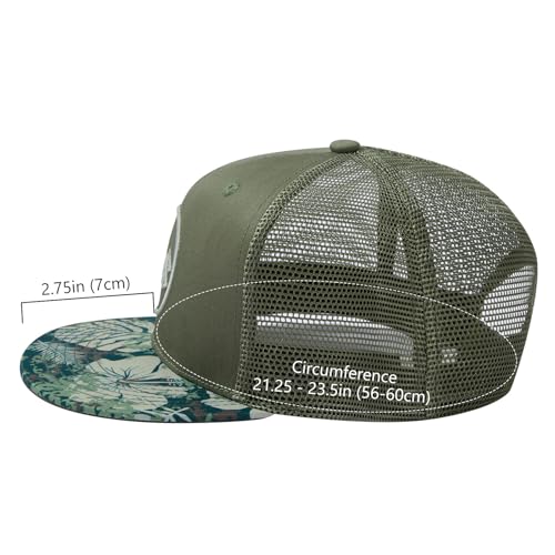Image of BASSDASH Flat Brim Trucker Cap Adjustable Snapback Hat Mesh Back for Men Women
