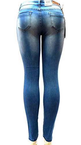J&C 1826 Womens Blue Denim Stretch Jeans Destroy Skinny Ripped Distressed Pants4