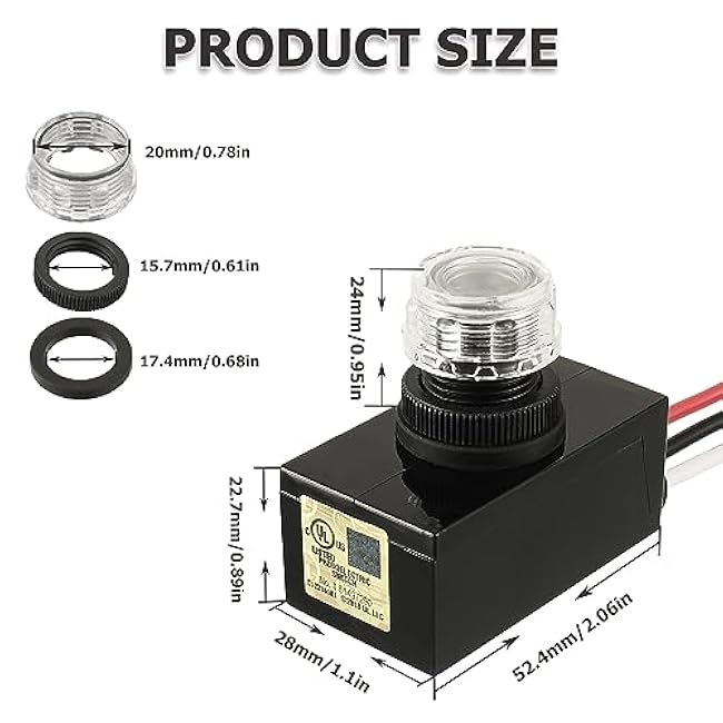 BOJACK Outdoor Hard-Wired Post Eye Light Control with Light Sensor Direct Wire-in Electronic Photocontrol with Photocell Light Sensor for Outdoor Lighting