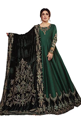 Maria-B Womens Embroidery Green Long Maxi Frock Pakistani Indian Wedding Dress Bridal Latest Shalwar Kameez Stitch (as1, Alpha, x_l, xx_l, Regular, Regular, X-Large)