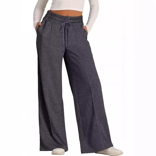 Womens Summer Pants Lightweight Casual High Waisted Wide Leg Pants for Women Elastic Straight Leg Lounge Pant3