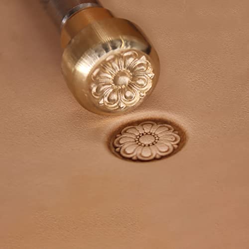 RUIQIN Carimbos de couro, ferramentas de estampagem de couro com centro de flores 3D, ferramentas de