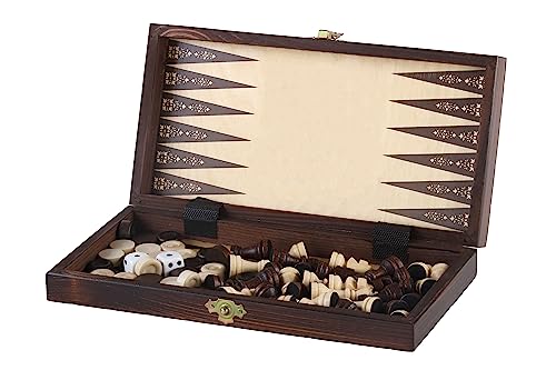 Jeu de échecs dame et backgammon 3en1 en bois de 28x28 cm - 3