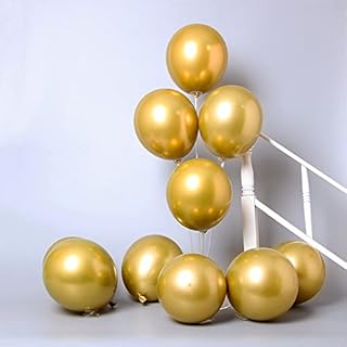 TOPWAYS Rose Gold Metallic Balloons, 50pcs 12inch Thick Shiny Rose Gold Chrome Latex Balloons for Birthday Wedding Anniversary Baby Shower Party Decoration Supplies 50pcs (A)