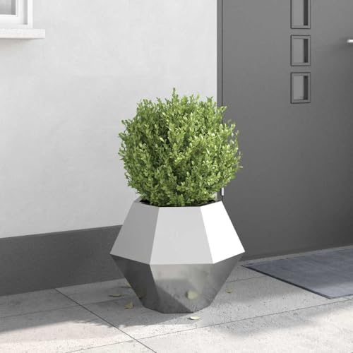 Teenpull Pflanzkübel Silber 50x50x40 cm, Verzinkter Stahl, Robuster Rechteckiger Blumenkübel für Garten & Terrasse, Langlebiges Metall Pflanzgefäß für Außenbereich