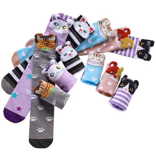 SDBING Kids Girls Knee High Socks Crazy Funny Gift Novelty Soft Cute Animal Dress Long Socks 6 Pairs3