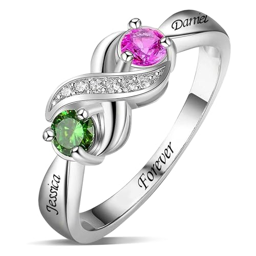 Personalized 2 Birthstones Ring for Women, Custom Mothers Ring with 2 Birthstones, Promise Ring for Women, Personalized Gift for Her, Gifts for Anniversary Birthday Christmas