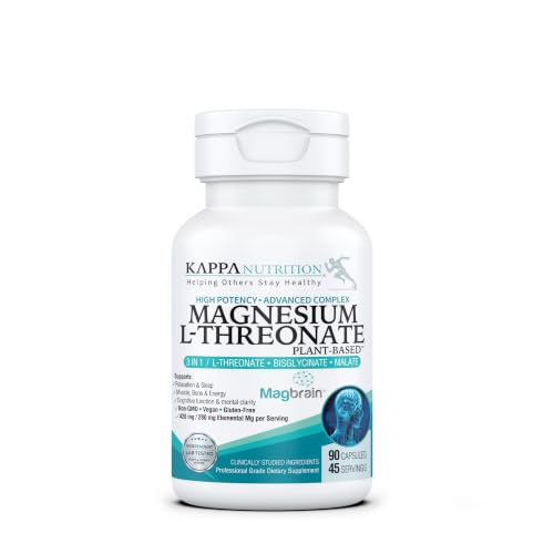 Magnesium L-Threonate Plant-Based 3 in 1 Powered by Magbrain Magnesium L-Threonate Plant-Based | Magnesium Bisglycinate & Magnesium Malate | Up to 420 mg Elemental Magnesium | 90 Vegan Capsules.