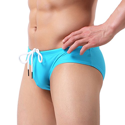 Summer Code Mens Solid Swim Briefs Drawstring Bikini Sport Swimsuit