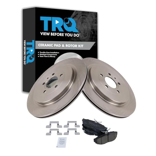 Image of TRQ Rear Brake Pad and Rotor Set Ceramic Compatible with 2013-2014 Ford Mustang
