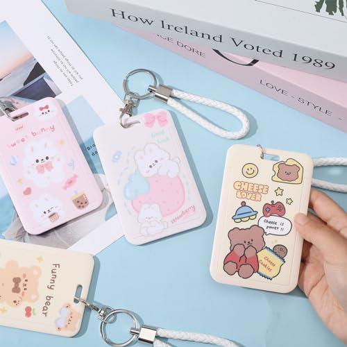 CHGCRAFT 4 Pcs Cartoon Photocard Holder with Keychain Protective Photo Sleeves - Image 3