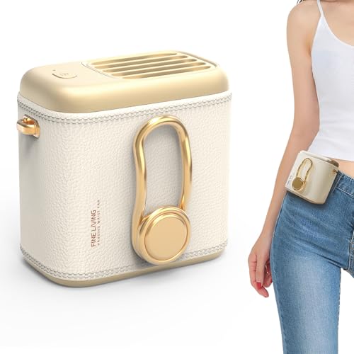 Yincook Mini ventilador para colgar en la cintura, ventilador portátil de escritorio de mano para exteriores (beige)